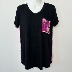 HEIMISH USA Black Pink Abstract Tie Dye T-shirt Size Small